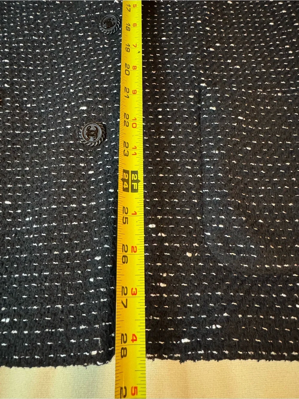 CHANEL Uniform Tweed CC Button Jacket Size 42